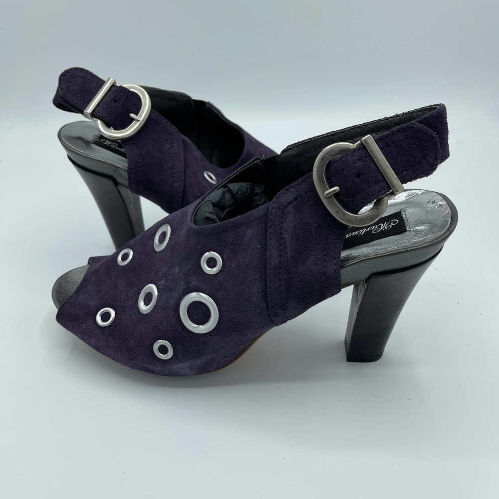 MARTINA & PETER H. PURPLE SUEDE WITH SILVER EMBELLISHMENTS SLING BACK HEELS 6.5